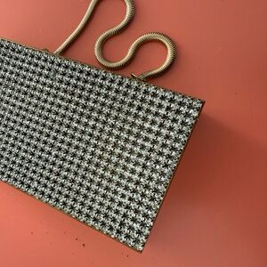 Stylish Houndstooth Clutch with Gold Chain